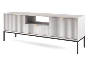 Miniaturka 4 - Szafka RTV z ryflowanym wykończeniem i czarnym stelażem