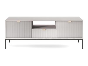 Miniaturka 5 - Szafka RTV glamour z beżowym ryflowanym frontem i złotym detalem