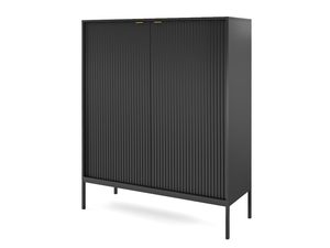 Miniaturka 1 - Nowoczesna czarna komoda z ryflowanym frontem i smukłym stelażem