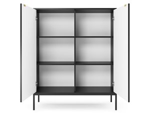 Miniaturka 2 - Otwarte wnętrze komody z półkami w czarnym korpusie