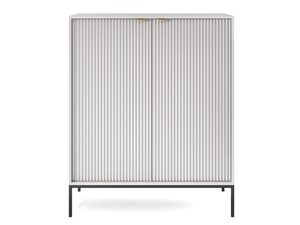 Miniaturka 5 - Nowoczesna białą komoda z pionowym frezowaniem i metalowymi nogami