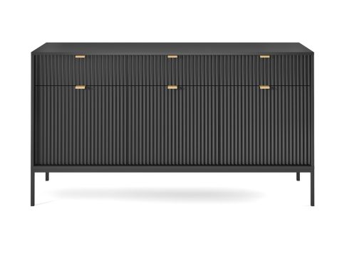Nowoczesna komoda z frezowaniem w czarnej kolorystyce