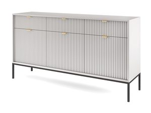 Miniaturka 5 - Stylowa beżowa komoda z pionowym frezowaniem i metalową podstawą