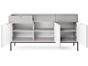 Miniaturka 7 - Komoda z ryflowanymi frontami i czarną podstawą – drzwi otwarte