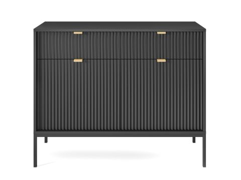 Komoda loftowa z ryflowanym wykończeniem i złotymi akcentami