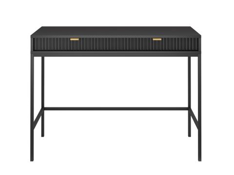 Ciemna toaletka loftowa z frezowanym wykończeniem i prostym stelażem