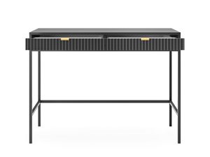 Miniaturka 2 - Nowoczesna czarna toaletka z ryflowanym frontem i złotymi uchwytami