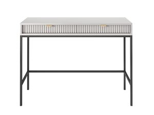 Miniaturka 6 - Stylowa toaletka biała z dekoracyjnym frezowaniem i czarną ramą