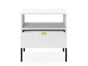 Miniaturka 10 - zafka nocna glamour z białym frontem ryflowanym i czarnym stelażem