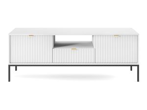 Miniaturka 10 - Szafka RTV biała z frezowaniem i czarno-złotą podstawą