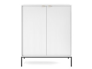 Miniaturka 10 - Komoda biała z frezowanym frontem i prostą czarną podstawą