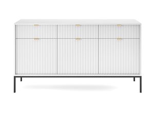 Miniaturka 10 - Stylowa biała komoda z pionowym frezowaniem i metalową podstawą