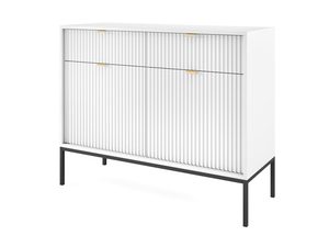 Miniaturka 9 - Czarna komoda z frezowanymi drzwiami i złotymi uchwytami