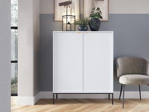 Miniaturka 13 - Komoda glamour biała z frezowanymi frontami i czarnymi nóżkami