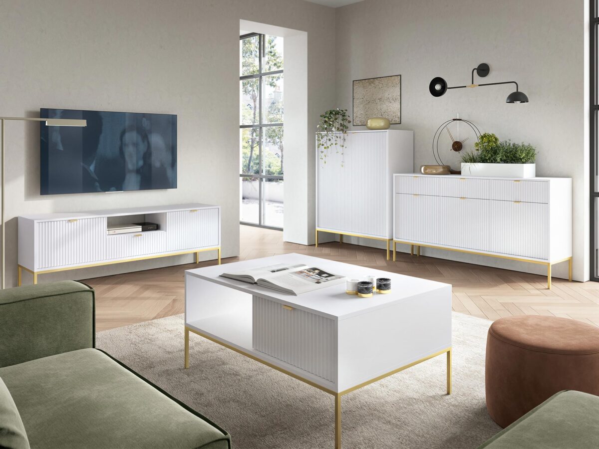 Biało złoty salon glamour