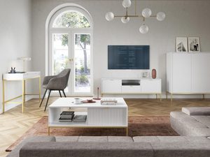 Miniaturka 18 - Stylowy salon z białą szafką RTV i stolikiem z frezowanym frontem