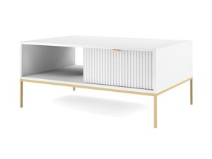 Miniaturka 10 - Biała ława V z ryflowanym frontem i minimalistyczną formą