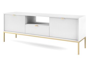 Miniaturka 15 - Szafka RTV z pionowym frezowaniem i złotymi detalami nowoczesna