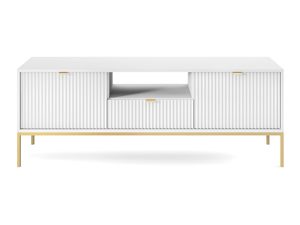 Miniaturka 16 - Nowoczesna szafka RTV z białym korpusem i frezowanym frontem