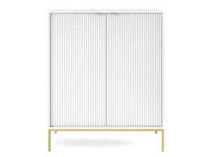 Miniaturka 15 - Stylowa komoda biała z frezowaniem i minimalistycznym wykończeniem