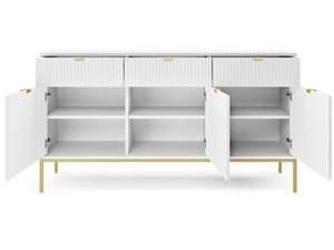 Miniaturka 16 - Biała komoda glamour z frezowanymi frontami i złotymi detalami