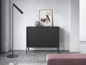 Miniaturka 3 - Komoda czarna z ryflowanym frontem i złotymi uchwytami