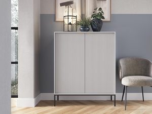 Miniaturka 8 - Jasnoszara komoda z frezowaniem do salonu