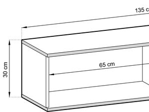 Miniaturka 10 - Schemat wnętrza szafki RTV z wymiarami półek i przegródek