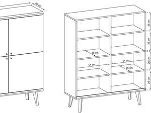 Miniaturka 2 - Rysunek techniczny komody z wymiarami technicznymi