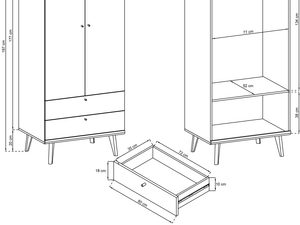 Miniaturka 3 - Rysunek techniczny szafy z dębowymi bokami i białymi frontami