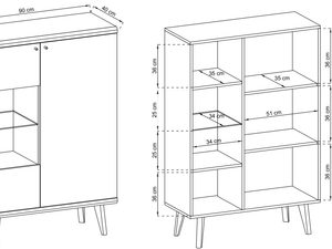 Miniaturka 3 - Rysunek techniczny komody ze szczegółowymi wymiarami