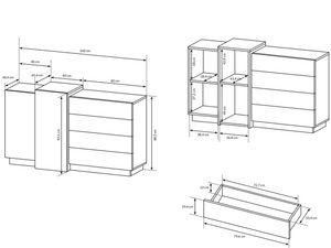 Miniaturka 7 - Rysunek techniczny szafy z wymiarami, klasyczny design