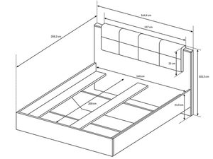 Miniaturka 4 - Rysunek techniczny łóżka z pojemnikiem na pościel, nowoczesny styl