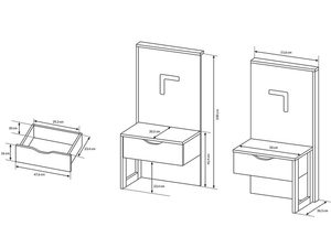 Miniaturka 6 - Rysunek techniczny stolika nocnego z szufladą, nowoczesny design