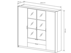 Miniaturka 7 - Rysunek techniczny szafy z drzwiami i lustrzanymi frontami