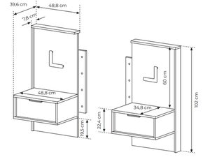 Miniaturka 6 - Rysunek techniczny szafek nocnych z wymiarami