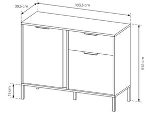 Miniaturka 7 - Rysunek techniczny komody z wymiarami