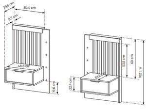 Miniaturka 7 - Rysunek techniczny szafek nocnych z panelami