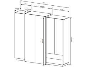 Miniaturka 9 - Rysunek techniczny szafy z pełnymi drzwiami, klasyczny styl
