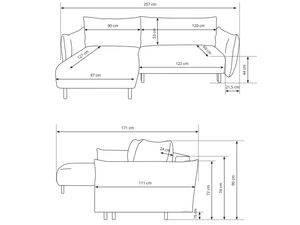 Miniaturka 12 - Schemat narożnika modułowego z wymiarami, nowoczesny design