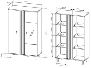 Miniaturka 4 - Rysunek techniczny niskiej witryny z wymiarami