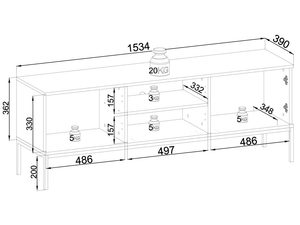 Miniaturka 8 - Rysunek techniczny komody z podziałem wnętrza na segmenty