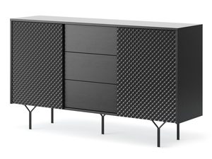 Miniaturka 1 - Nowoczesna frezowana komoda w kolorze matowym czarnym