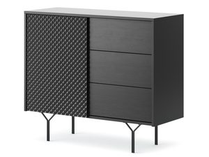 Miniaturka 1 - Czarna komoda z nóżkami i detalem ryflowanym, elegancki design