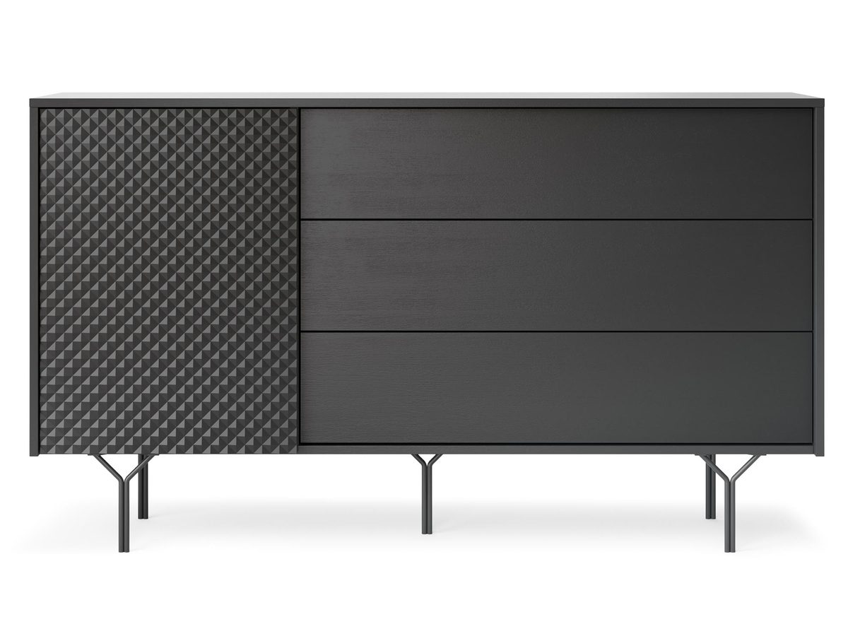 Nowoczesna Komoda Kruk Czarny Grafit 144cm