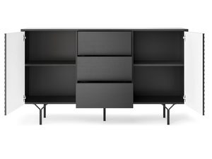 Miniaturka 2 - Komoda z trzema centralnymi szufladami i ryflowanymi bokami w kolorze czarnym