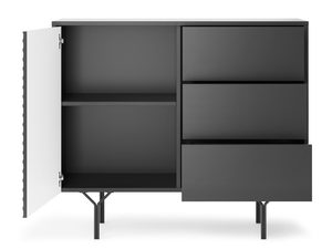 Miniaturka 2 - Komoda z trzema szufladami i ryflowanym dekorem w stylu loftowym