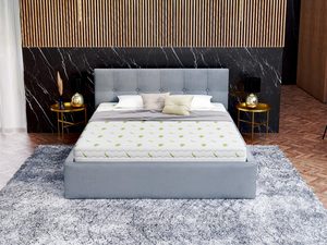 Miniaturka 4 - Tapicerowane łóżko w stylu skandynawskim z zagłówkiem w pionowe pasy