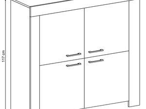 Miniaturka 8 - Komoda z dębowej płyty z trzema szufladami i szafkami, styl rustykalny