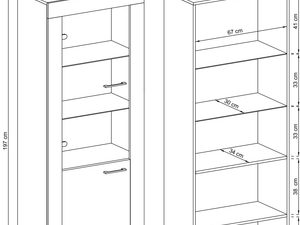 Miniaturka 8 - Techniczny rysunek witryny z rozmieszczeniem półek i LED
